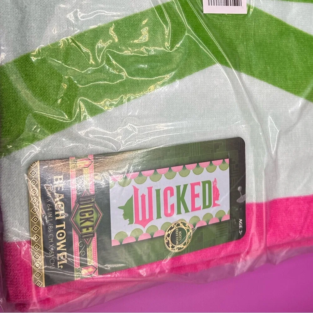 Wicked Beach Towel - Green and Pink - NWT
